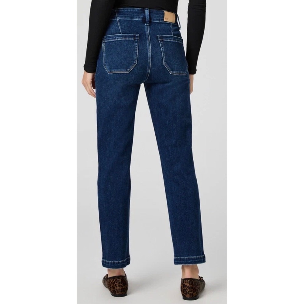 PAIGE High-Rise Straight Leg Jeans in Dark Indigo Blue